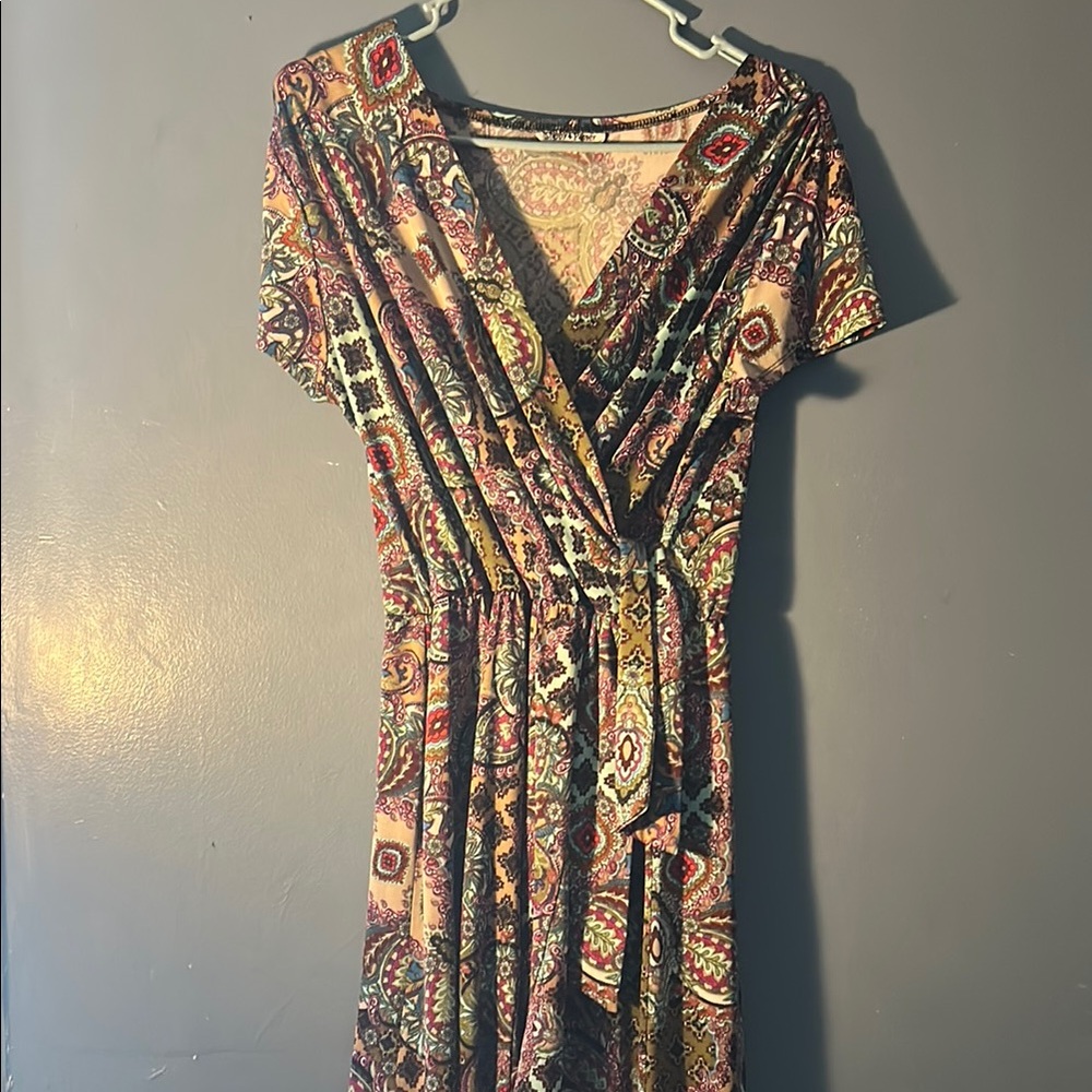 Multicolor Paisley Wrap Dress